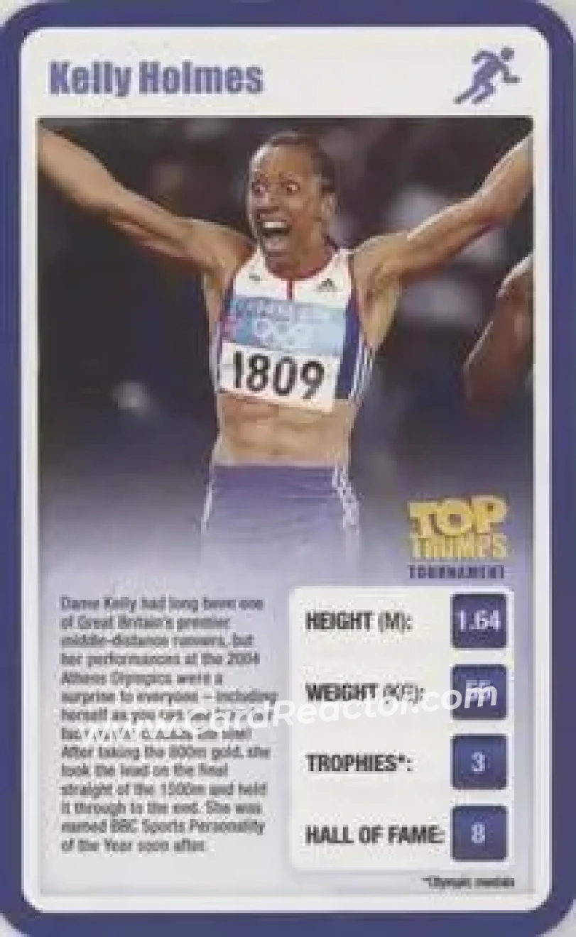 2009 Top Trumps Tournament Sporting Heroes #NNO - Kelly Holmes - Front