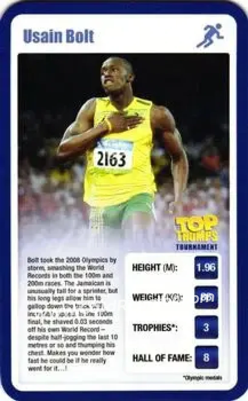 2009 Top Trumps Tournament Sporting Heroes #NNO - Usain Bolt - Jamaica - Front
