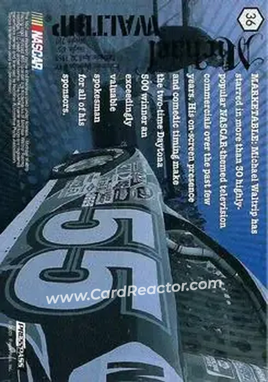 2009 Press Pass VIP #36 - Michael Waltrip - Michael Waltrip Racing - Back