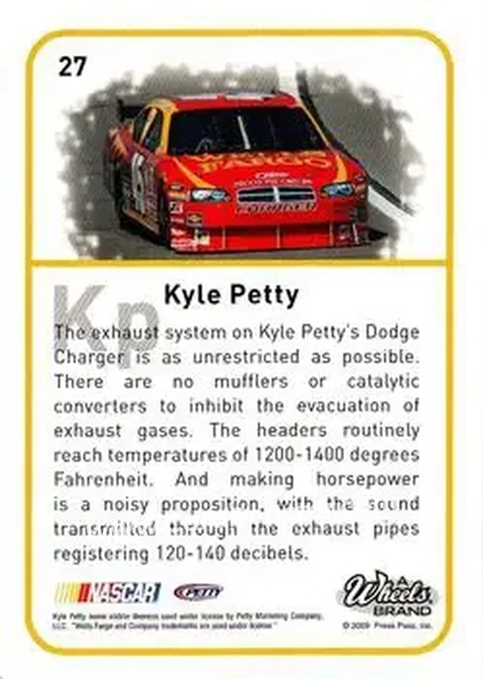 2009 Wheels Element #27 - Kyle Petty - Petty Enterprises - Back
