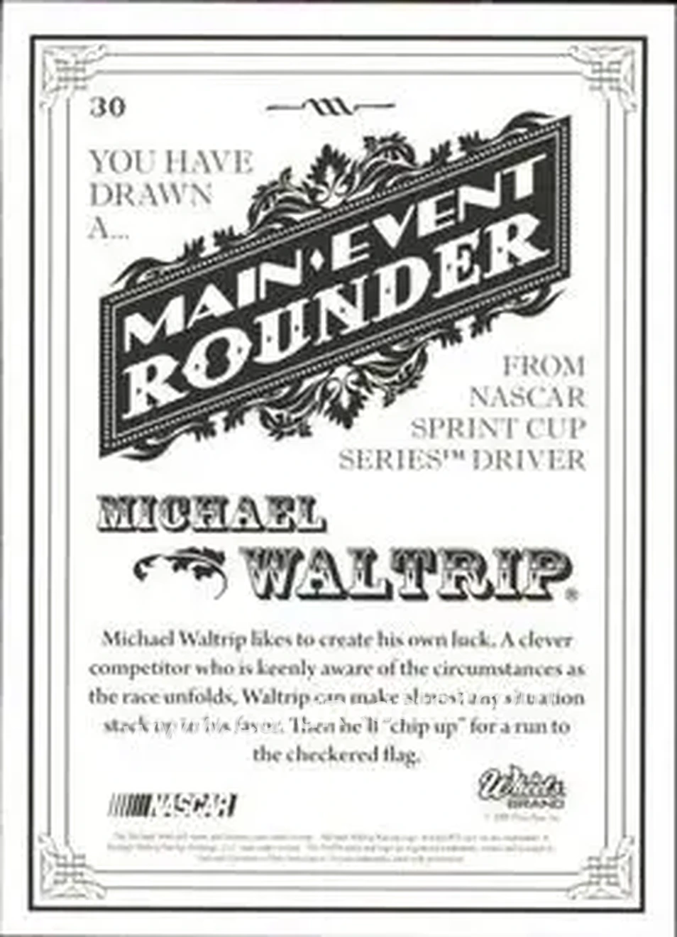2009 Wheels Main Event #30 - Michael Waltrip - Michael Waltrip Racing - Back
