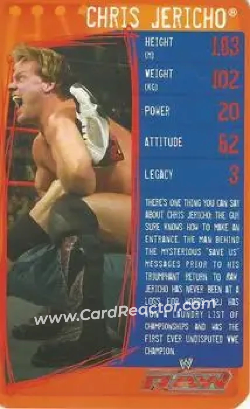 2009 Top Trumps Specials WWE (U.K.) #NNO - Chris Jericho - Front