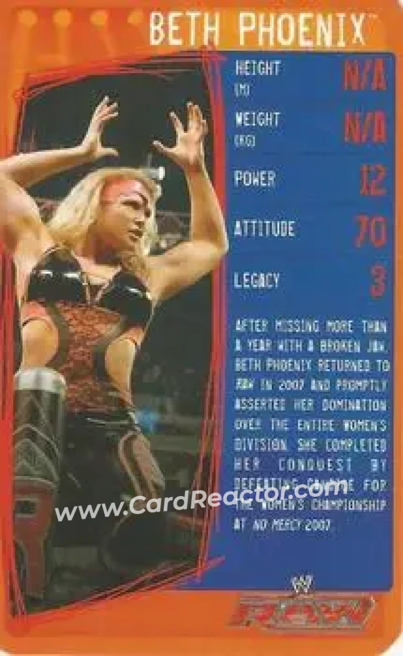 2009 Top Trumps Specials WWE (U.K.) #NNO - Beth Phoenix - Front
