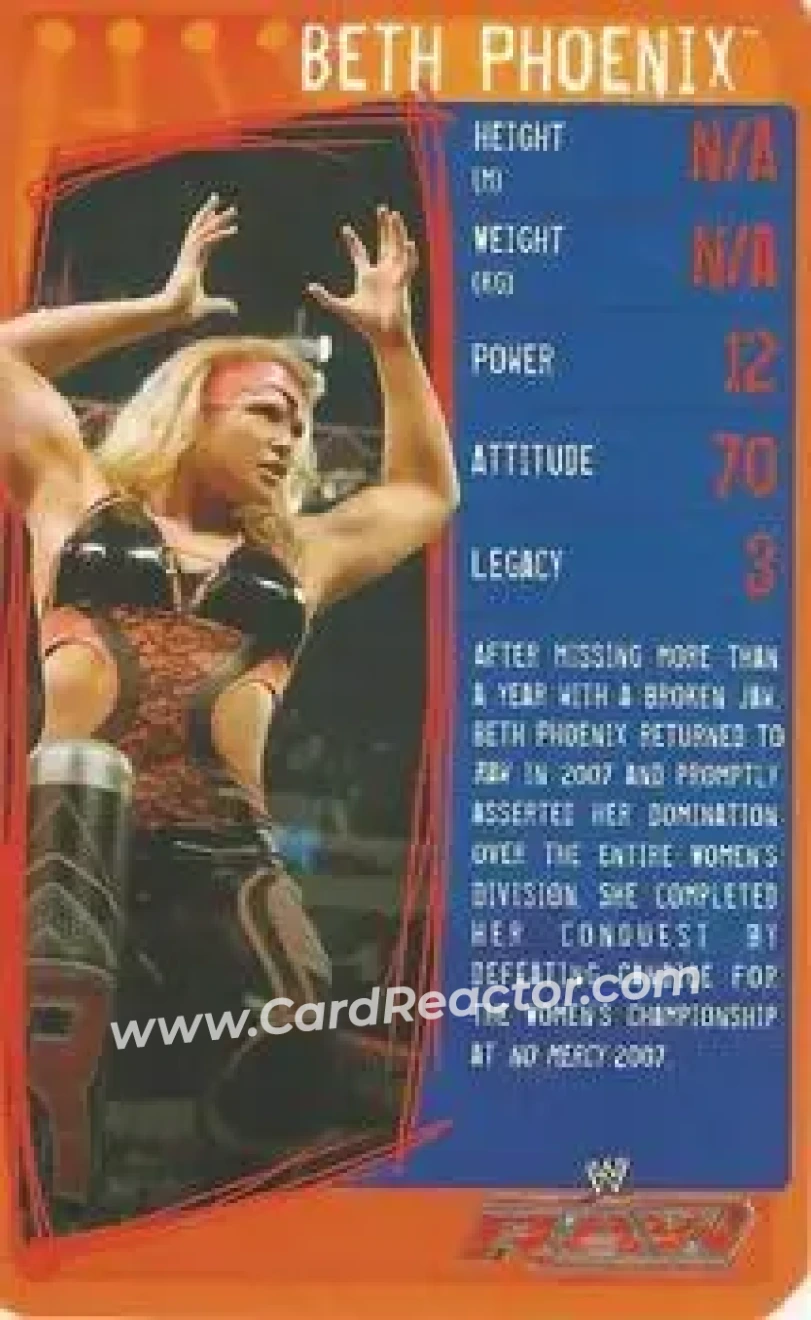 2009 Top Trumps Specials WWE 3D (U.K.) #NNO - Beth Phoenix - Front