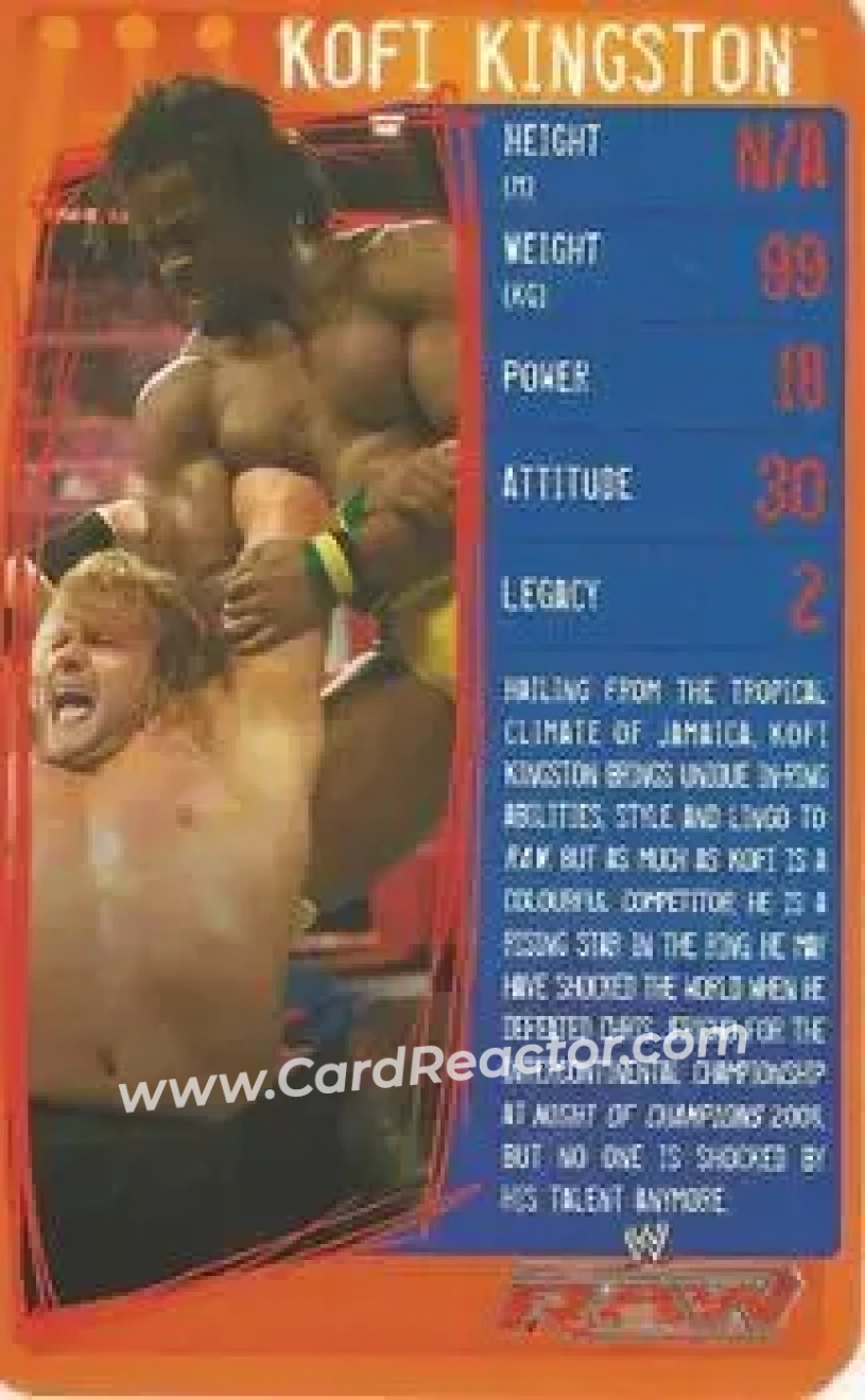 2009 Top Trumps Specials WWE 3D (U.K.) #NNO - Kofi Kingston - Front