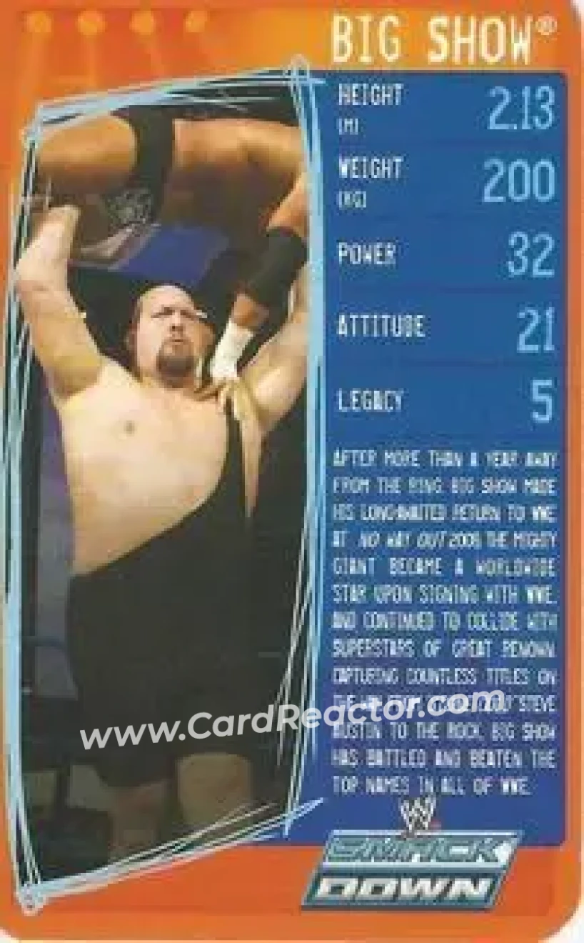 2009 Top Trumps Specials WWE 3D (U.K.) #NNO - Big Show - Front
