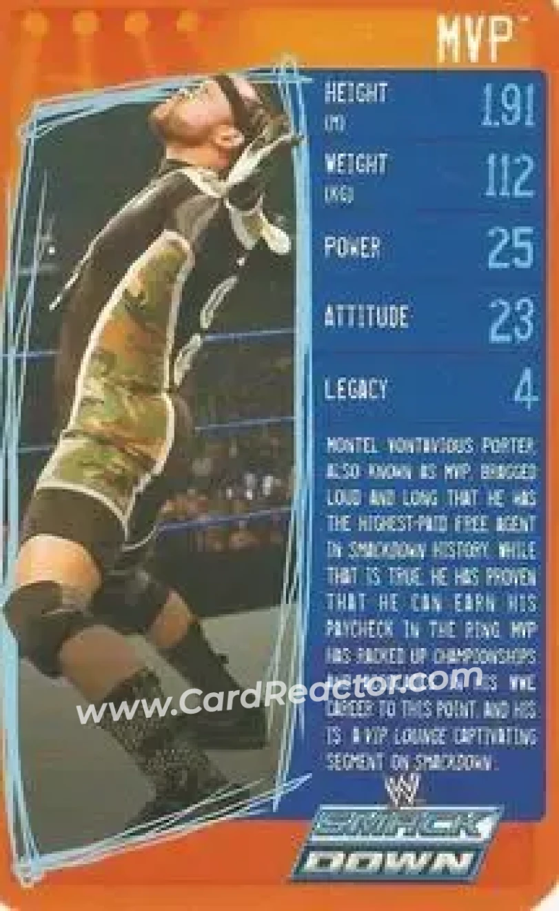2009 Top Trumps Specials WWE 3D (U.K.) #NNO - MVP - Front 2009 Top Trumps Specials WWE 3D (U.K.) #NNO - MVP - Front