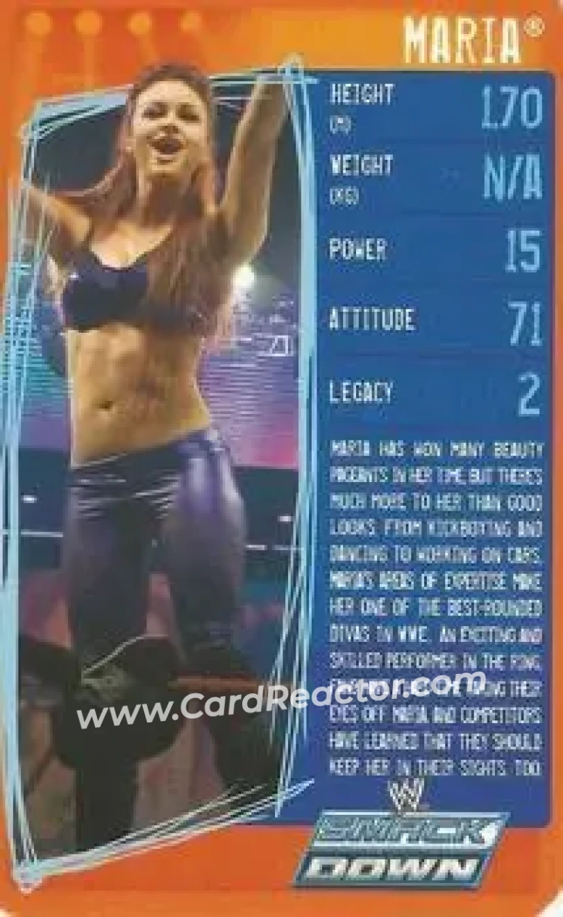 2009 Top Trumps Specials WWE 3D (U.K.) #NNO - Maria Kanellis - Front 2009 Top Trumps Specials WWE 3D (U.K.) #NNO - Maria Kanellis - Front