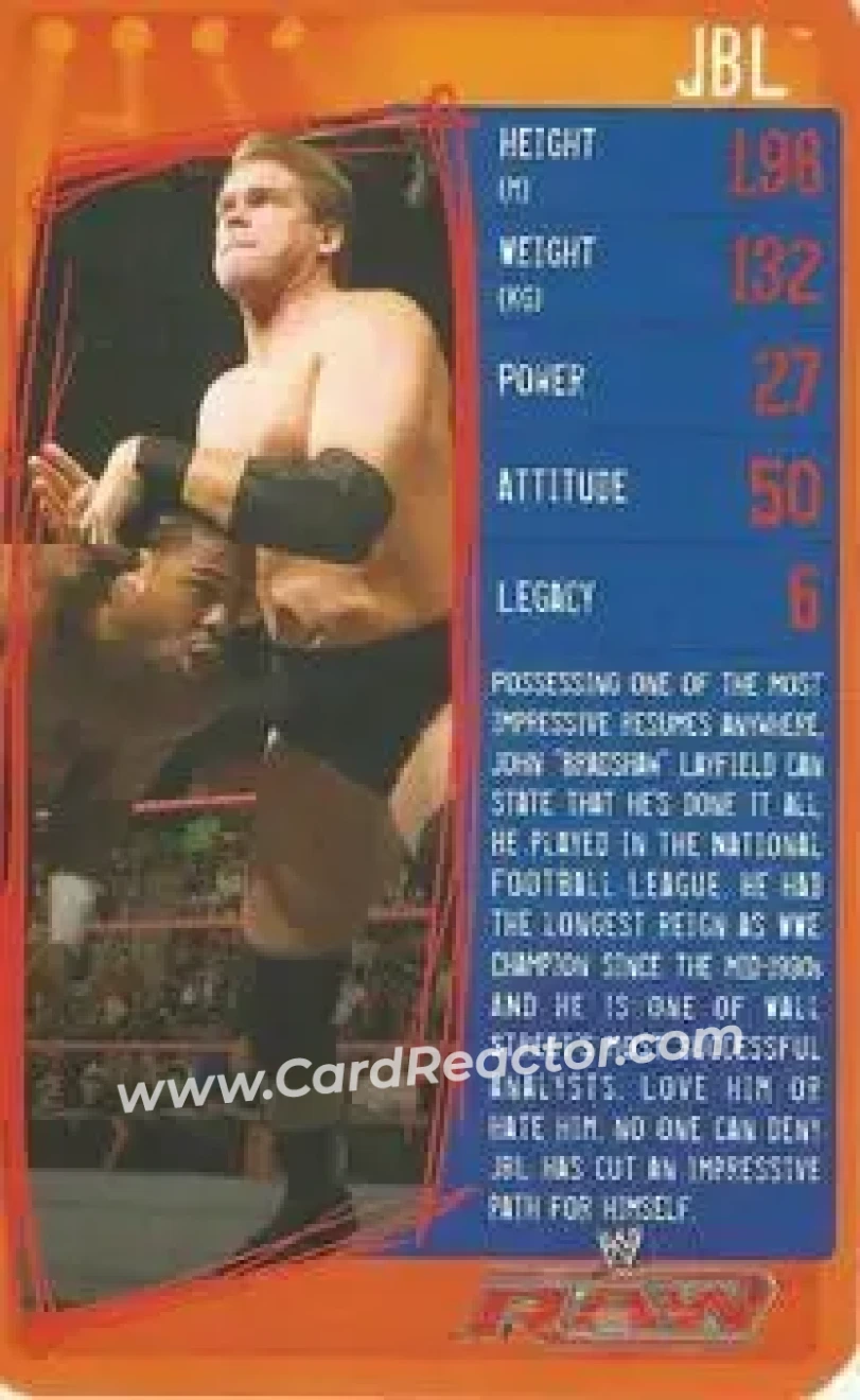 2009 Top Trumps Specials WWE 3D (U.K.) #NNO - Blackjack Bradshaw - Front 2009 Top Trumps Specials WWE 3D (U.K.) #NNO - Blackjack Bradshaw - Front