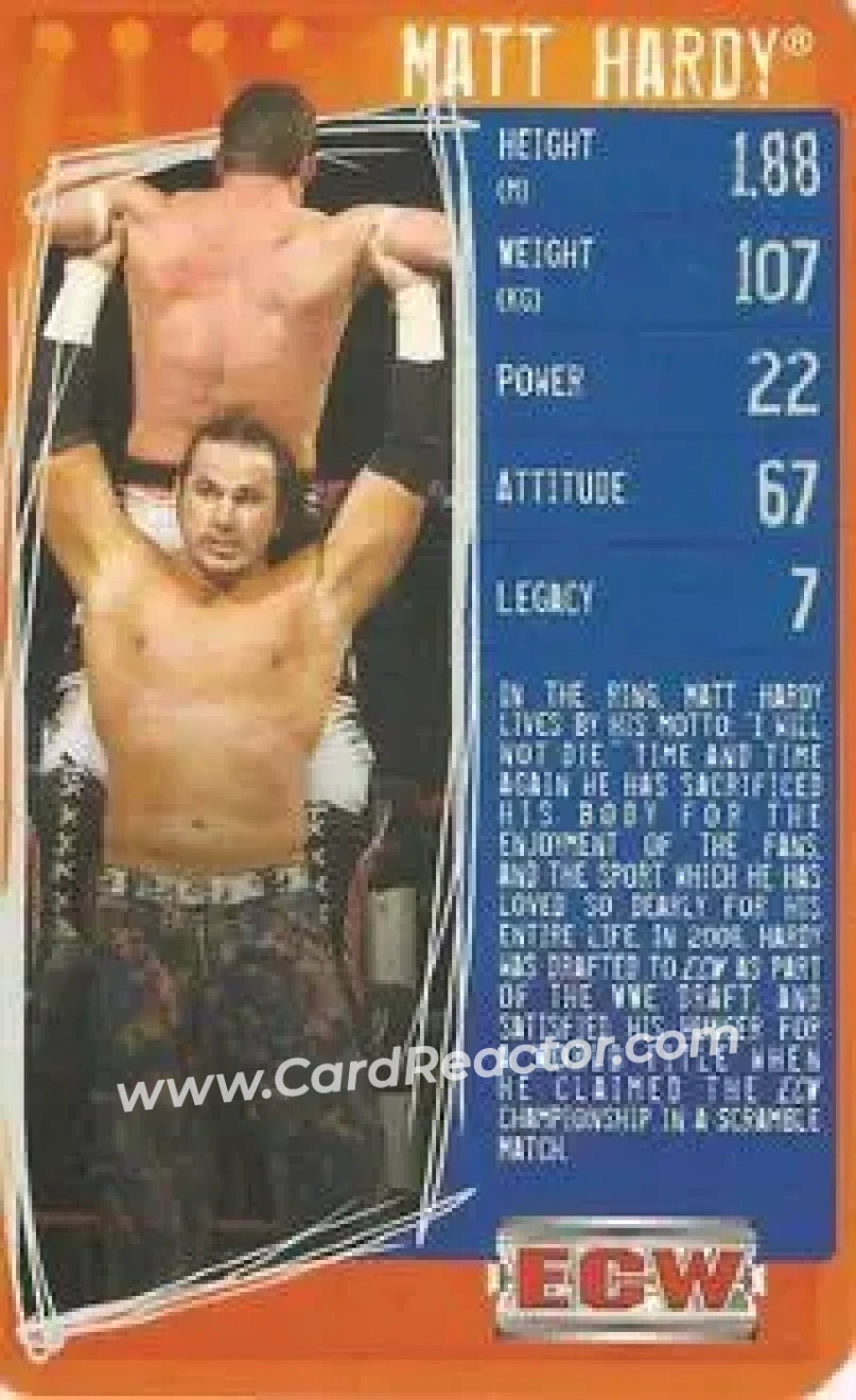 2009 Top Trumps Specials WWE 3D (U.K.) #NNO - Matt Hardy - Front 2009 Top Trumps Specials WWE 3D (U.K.) #NNO - Matt Hardy - Front