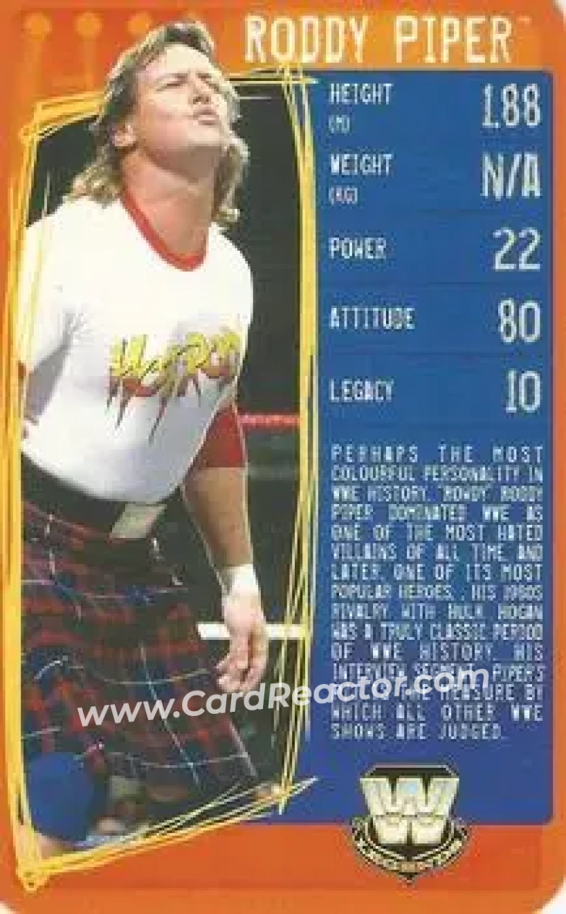 2009 Top Trumps Specials WWE 3D (U.K.) #NNO - Rowdy Roddy Piper - Front 2009 Top Trumps Specials WWE 3D (U.K.) #NNO - Rowdy Roddy Piper - Front