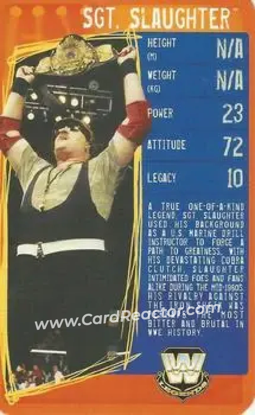 2009 Top Trumps Specials WWE 3D (U.K.) #NNO - Sergeant Slaughter - Front 2009 Top Trumps Specials WWE 3D (U.K.) #NNO - Sergeant Slaughter - Front