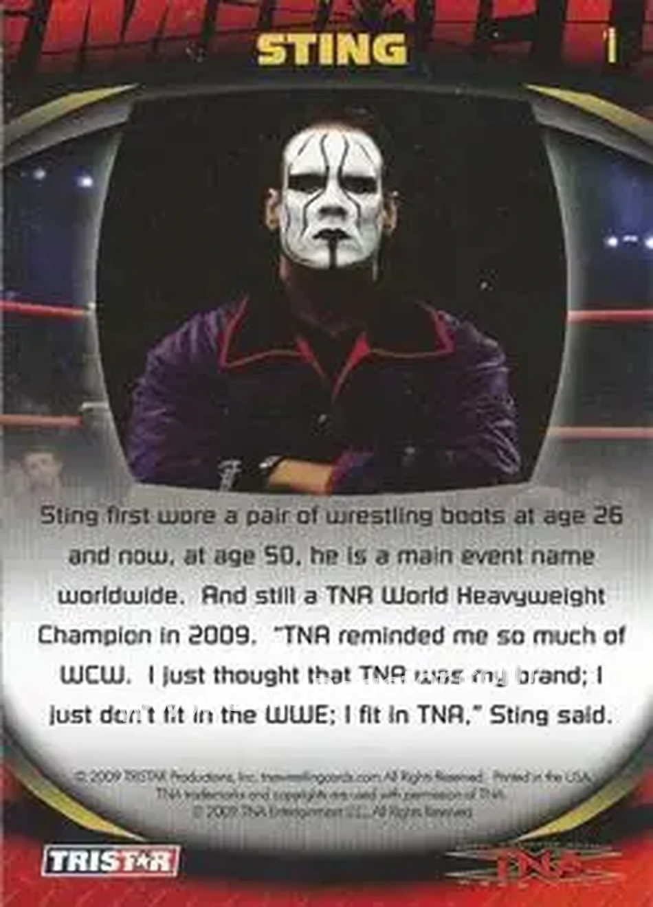 2009 TriStar TNA Impact #1 - Sting - Back