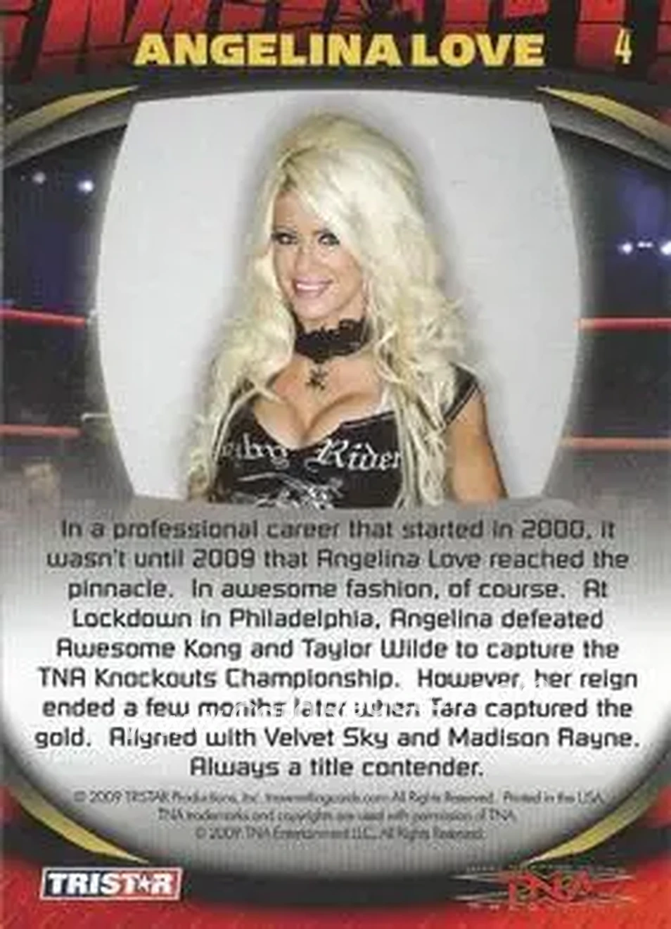 2009 TriStar TNA Impact #4 - Angelina Love - Back