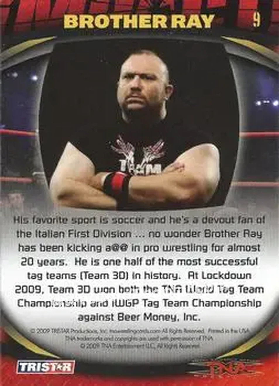 2009 TriStar TNA Impact #9 - Bubba Ray Dudley - Back