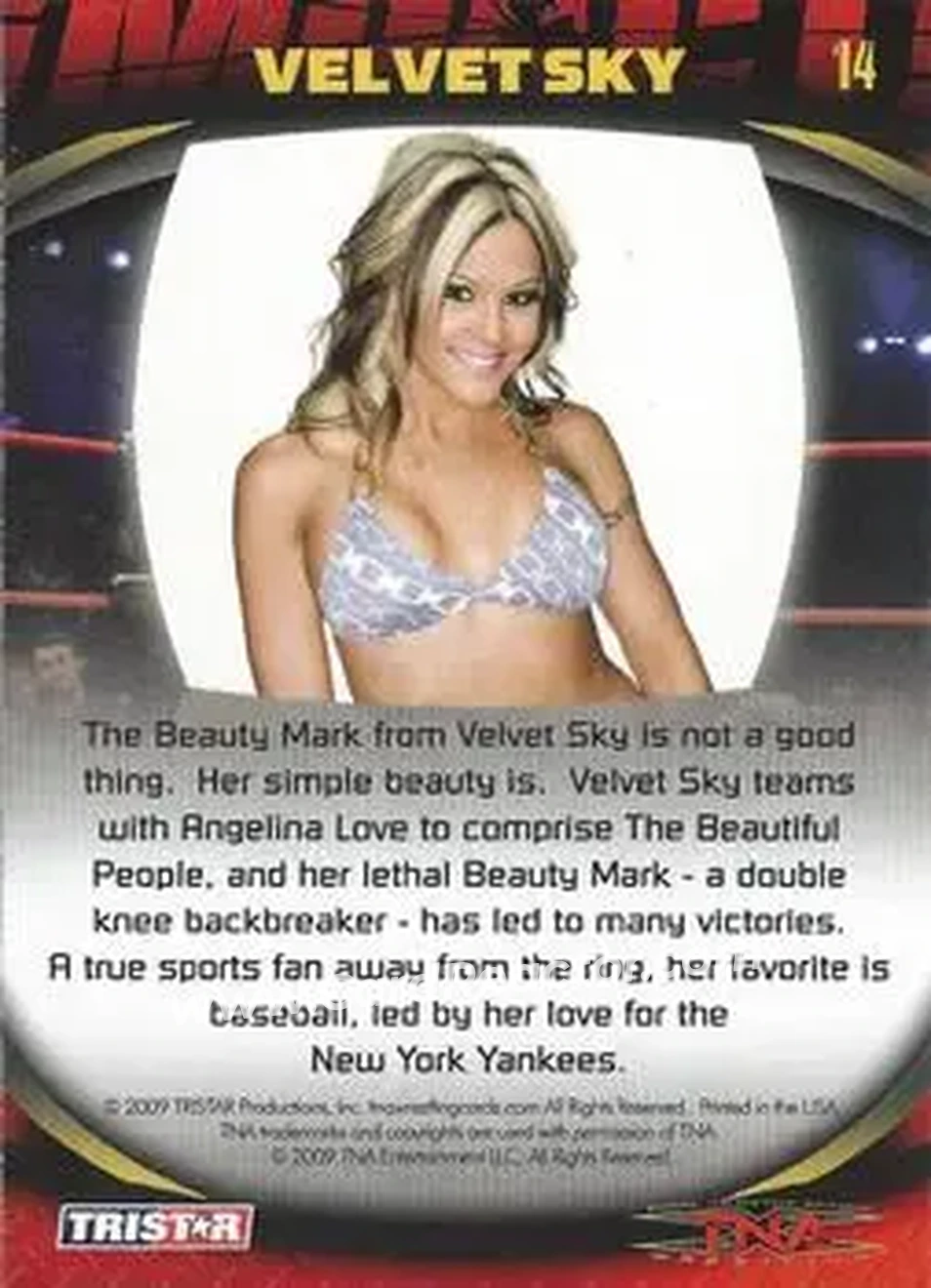 2009 TriStar TNA Impact #14 - Velvet Sky - Back