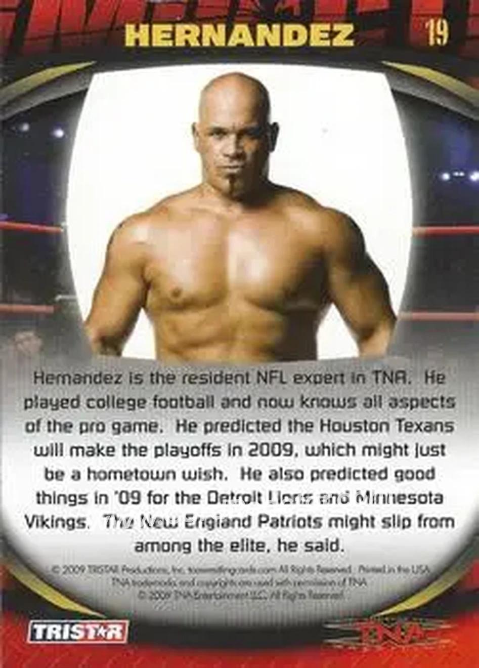 2009 TriStar TNA Impact #19 - Hernandez - Back