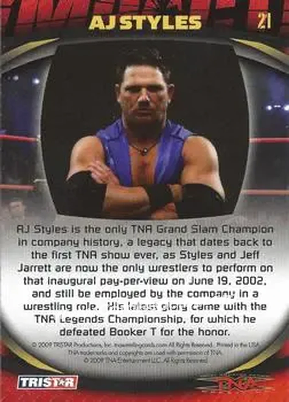 2009 TriStar TNA Impact #21 - AJ Styles - Back