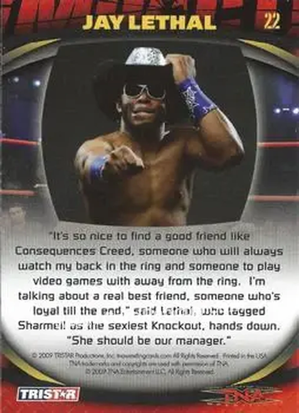 2009 TriStar TNA Impact #22 - Jay Lethal - Back