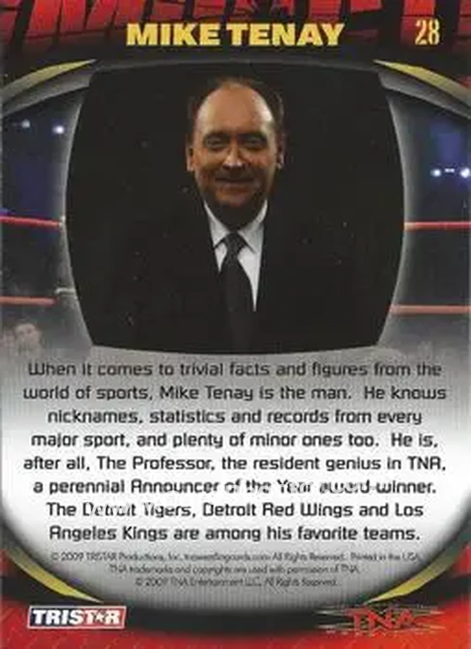 2009 TriStar TNA Impact #28 - Mike Tenay - Back