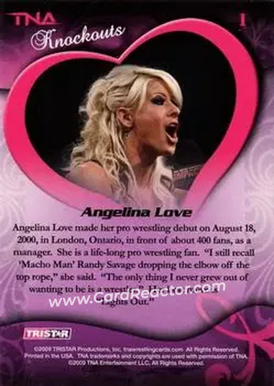 2009 TriStar TNA Knockouts #1 - Angelina Love - Back