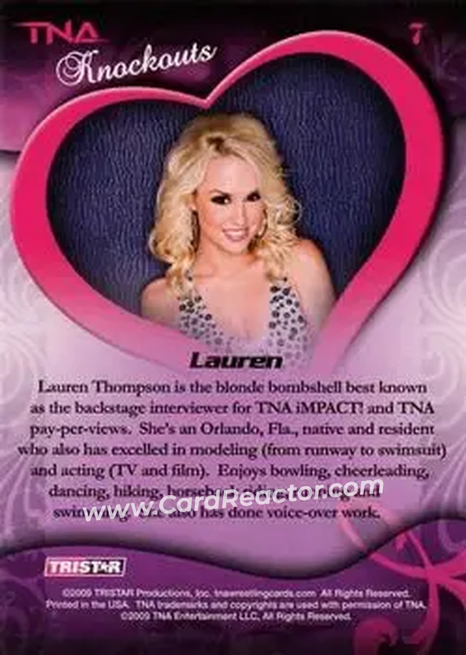 2009 TriStar TNA Knockouts #7 - Lauren Brooke - Back