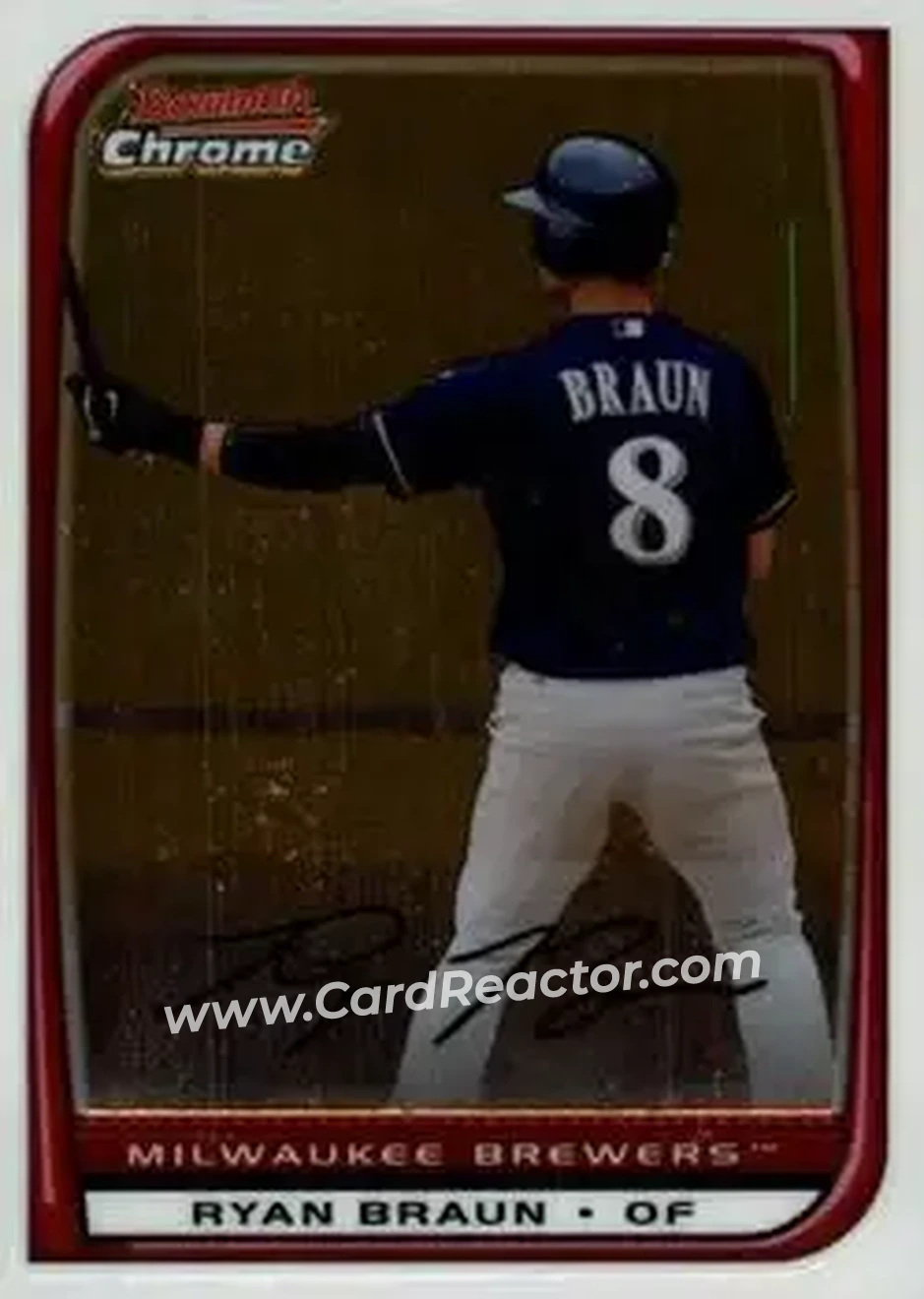 2008 Bowman Chrome #1 - Ryan Braun - Milwaukee Brewers - Front