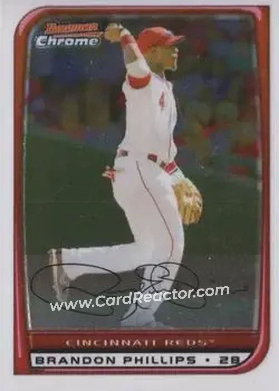 2008 Bowman Chrome #3 - Brandon Phillips - Cincinnati Reds - Front 2008 Bowman Chrome #3 - Brandon Phillips - Cincinnati Reds - Front