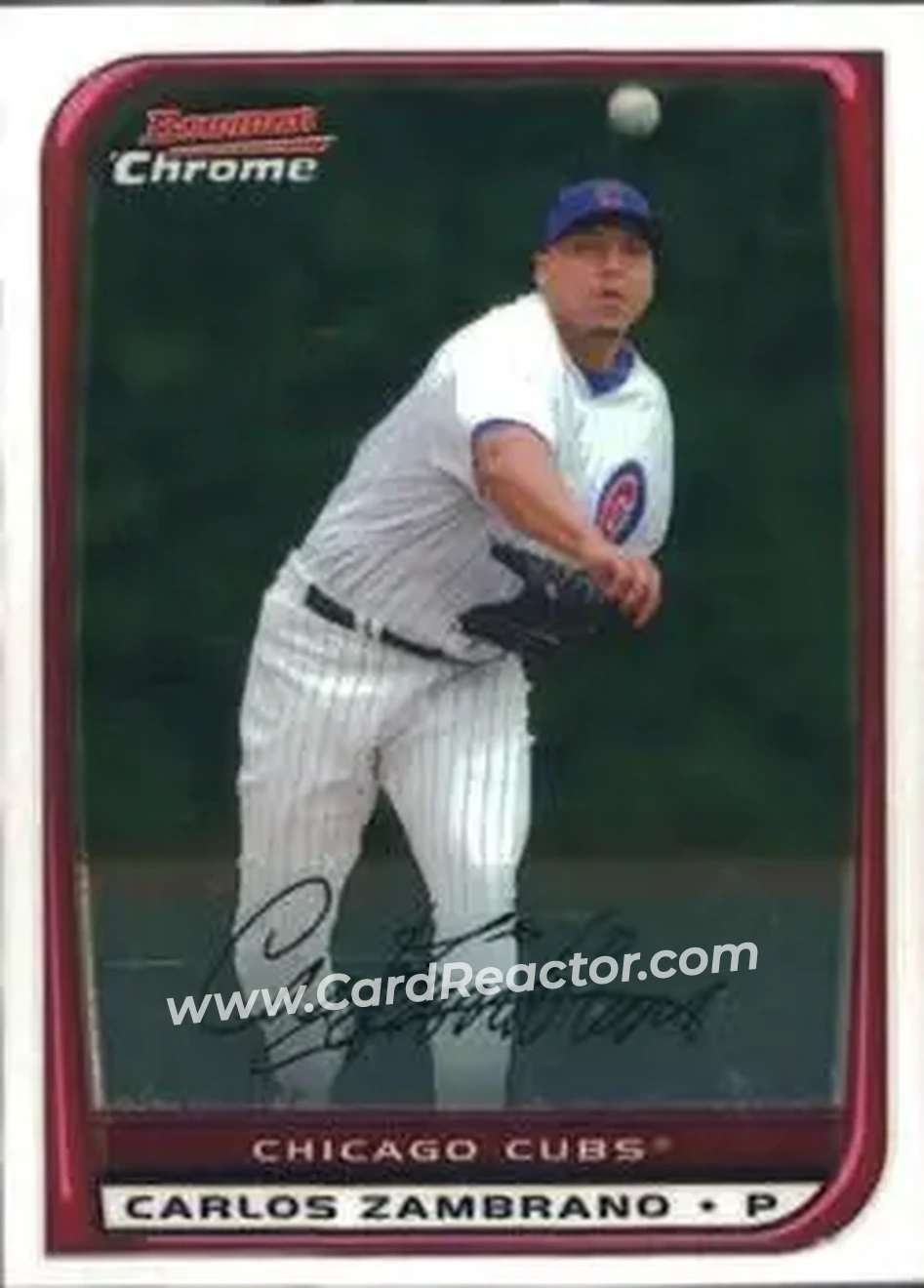 2008 Bowman Chrome #14 - Carlos Zambrano - Chicago Cubs - Front 2008 Bowman Chrome #14 - Carlos Zambrano - Chicago Cubs - Front