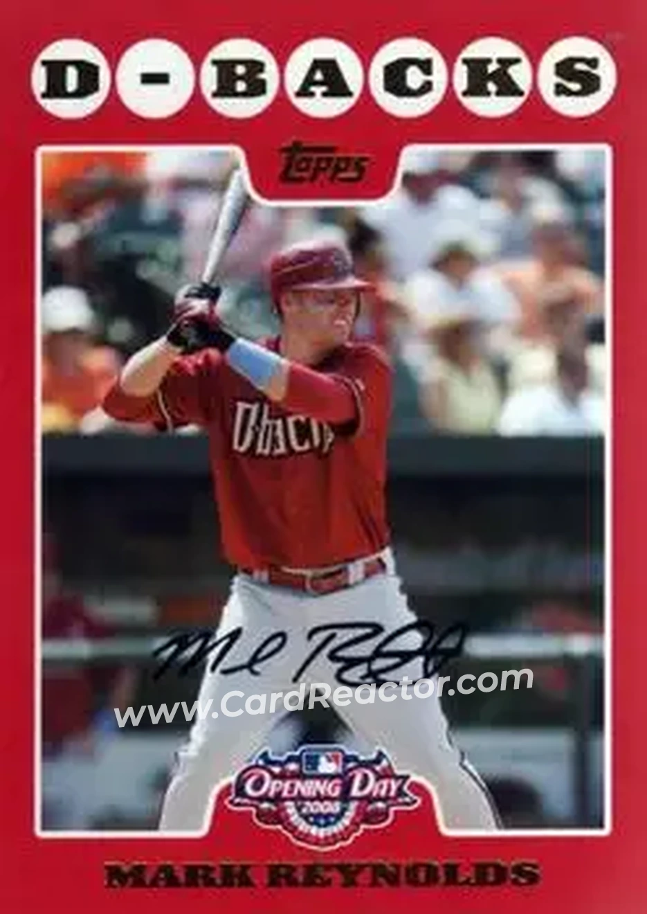 2008 Topps Opening Day #38 - Mark Reynolds - Arizona Diamondbacks - Front 2008 Topps Opening Day #38 - Mark Reynolds - Arizona Diamondbacks - Front