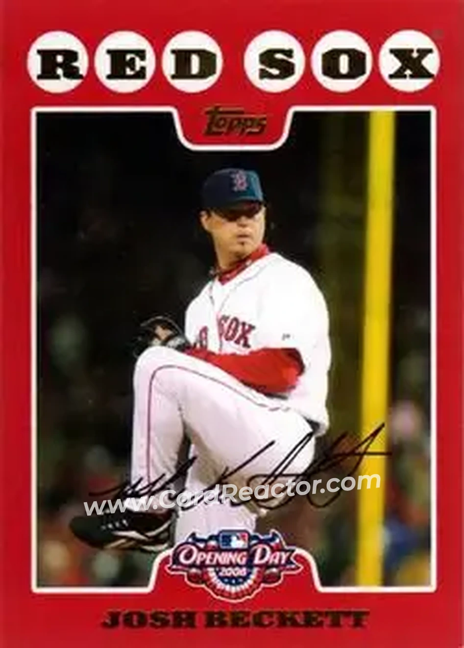 2008 Topps Opening Day #40 - Josh Beckett - Boston Red Sox - Front 2008 Topps Opening Day #40 - Josh Beckett - Boston Red Sox - Front