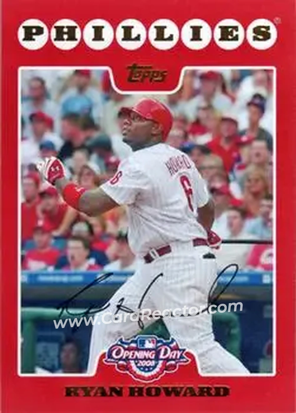 2008 Topps Opening Day #46 - Ryan Howard - Philadelphia Phillies - Front