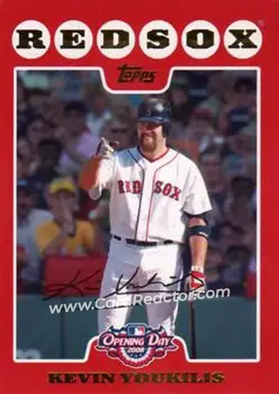 2008 Topps Opening Day #47 - Kevin Youkilis - Boston Red Sox - Front 2008 Topps Opening Day #47 - Kevin Youkilis - Boston Red Sox - Front