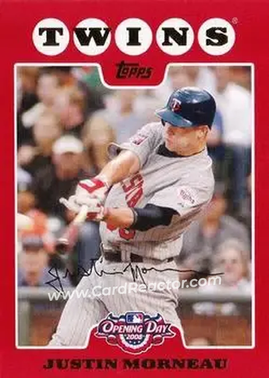 2008 Topps Opening Day #49 - Justin Morneau - Minnesota Twins - Front