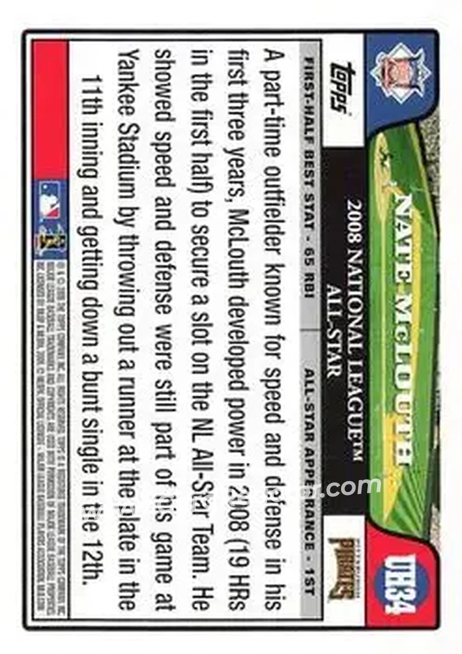 2008 Topps Updates & Highlights #UH34 - Nate McLouth - Pittsburgh Pirates - Back