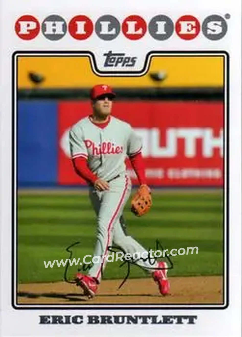 2008 Topps Updates & Highlights #UH63 - Eric Bruntlett - Philadelphia Phillies - Front 2008 Topps Updates & Highlights #UH63 - Eric Bruntlett - Philadelphia Phillies - Front