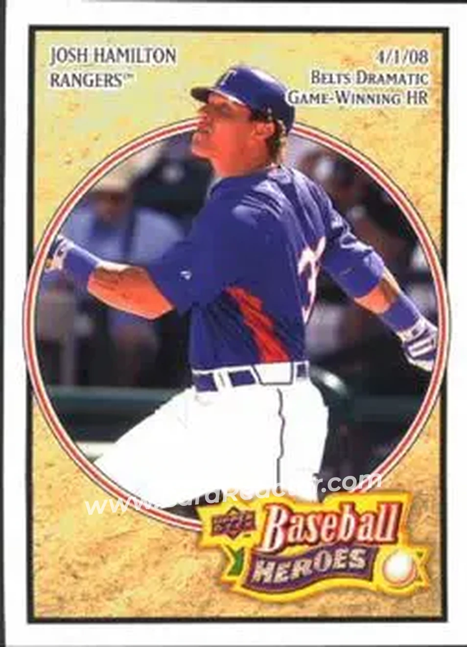 2008 Upper Deck Baseball Heroes #12 - Josh Hamilton - Texas Rangers - Front