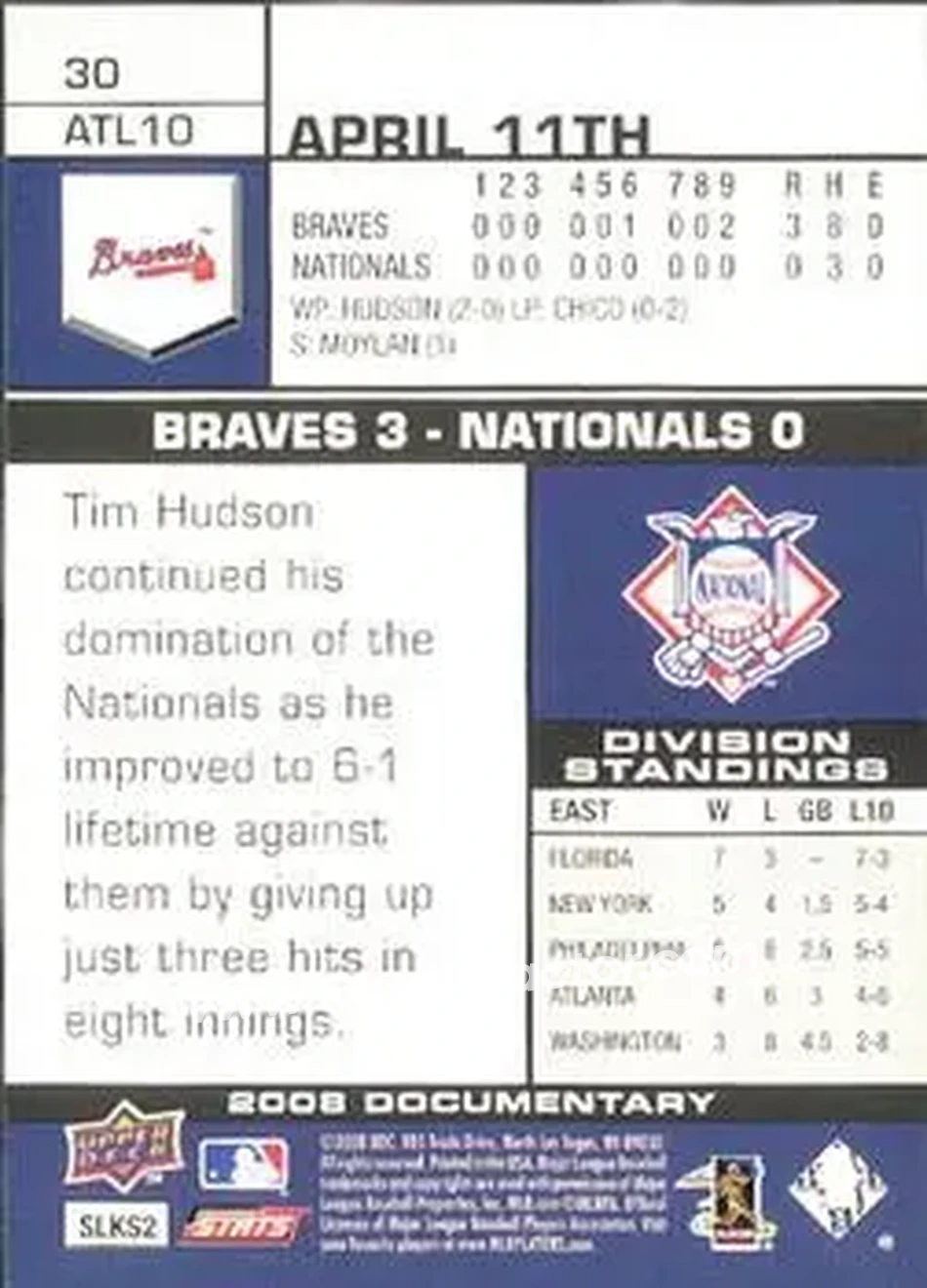 2008 Upper Deck Documentary #30 - Jeff Francoeur - Atlanta Braves - Back