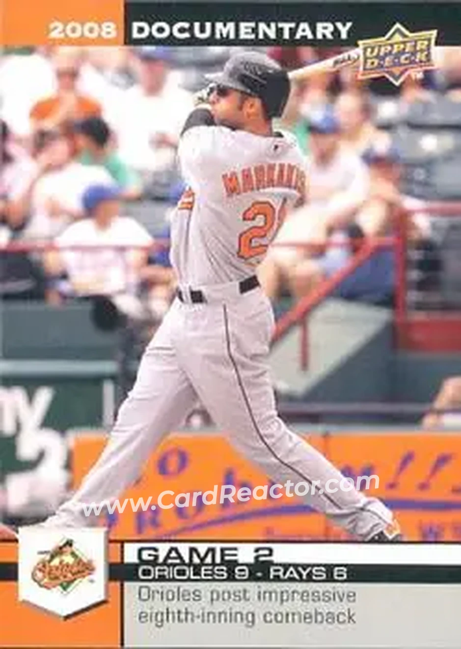 2008 Upper Deck Documentary #32 - Nick Markakis - Baltimore Orioles - Front
