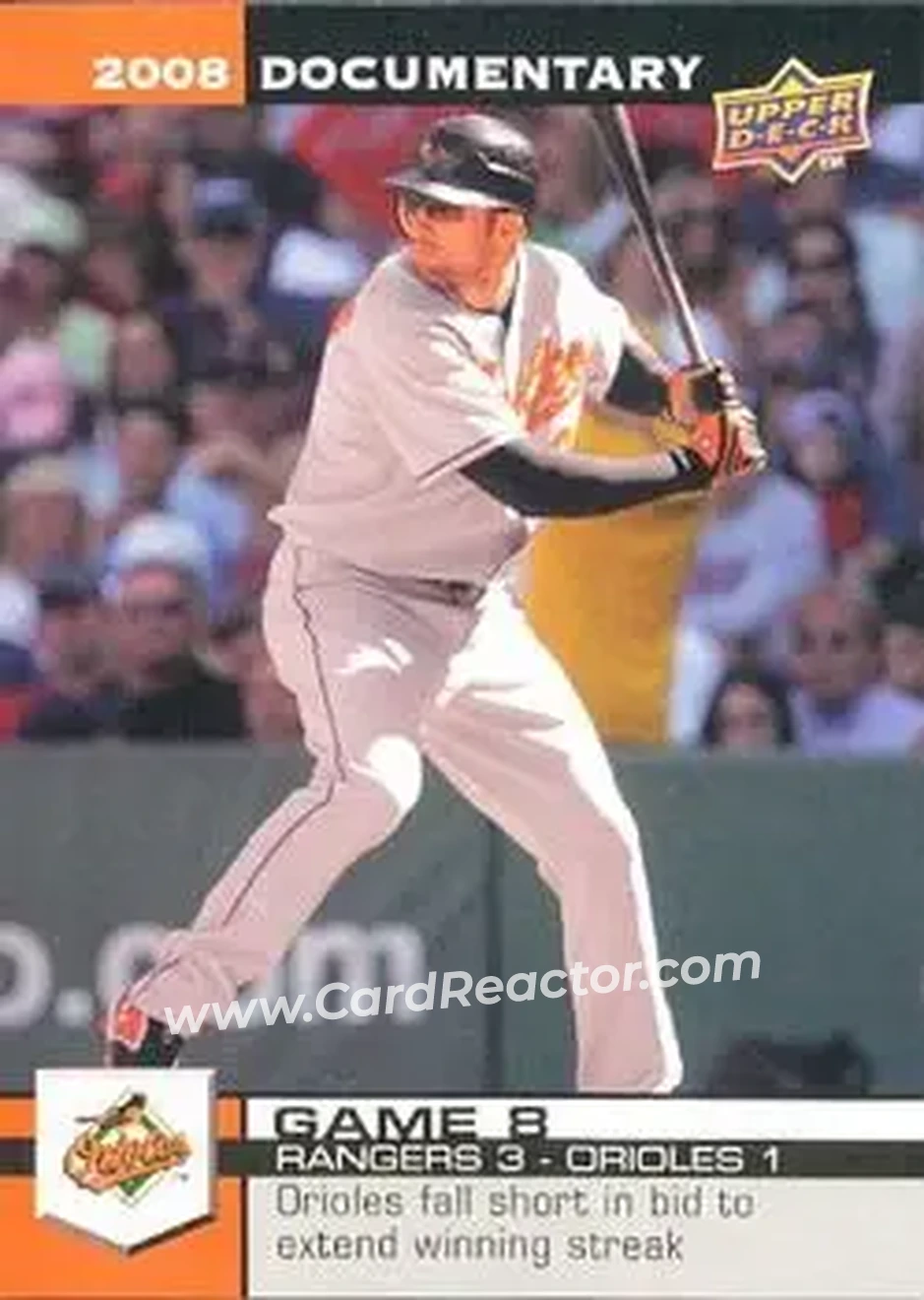 2008 Upper Deck Documentary #38 - Nick Markakis - Baltimore Orioles - Front 2008 Upper Deck Documentary #38 - Nick Markakis - Baltimore Orioles - Front