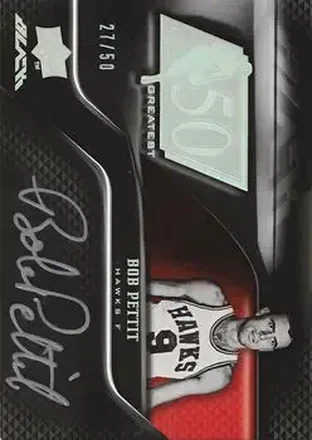 2008-09 UD Black - 50 Greatest Autographs #50AU-BP - Bob Pettit - St. Louis Hawks
