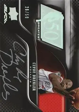 2008-09 UD Black - 50 Greatest Autographs #50AU-CD - Clyde Drexler - Houston Rockets