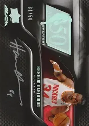 2008-09 UD Black - 50 Greatest Autographs #50AU-HO - Hakeem Olajuwon - Houston Rockets