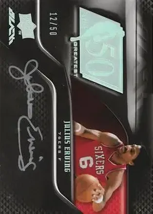 2008-09 UD Black - 50 Greatest Autographs #50AU-JE - Julius Erving - Philadelphia 76ers