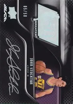 2008-09 UD Black - 50 Greatest Autographs #50AU-JS - John Stockton - Utah Jazz