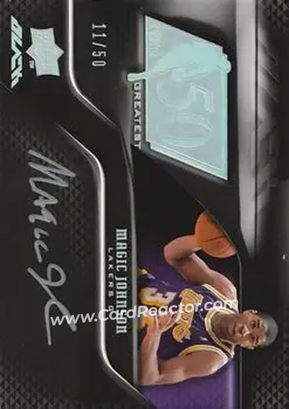 2008-09 UD Black - 50 Greatest Autographs #50AU-MJ - Magic Johnson - Los Angeles Lakers - Front