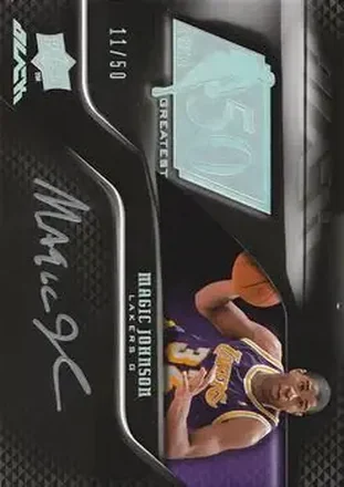 2008-09 UD Black - 50 Greatest Autographs #50AU-MJ - Magic Johnson - Los Angeles Lakers