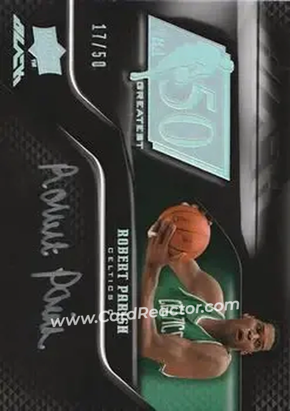 2008-09 UD Black - 50 Greatest Autographs #50AU-RP - Robert Parish - Boston Celtics - Front 2008-09 UD Black - 50 Greatest Autographs #50AU-RP - Robert Parish - Boston Celtics - Front