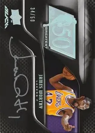 2008-09 UD Black - 50 Greatest Autographs #50AU-WO - James Worthy - Los Angeles Lakers