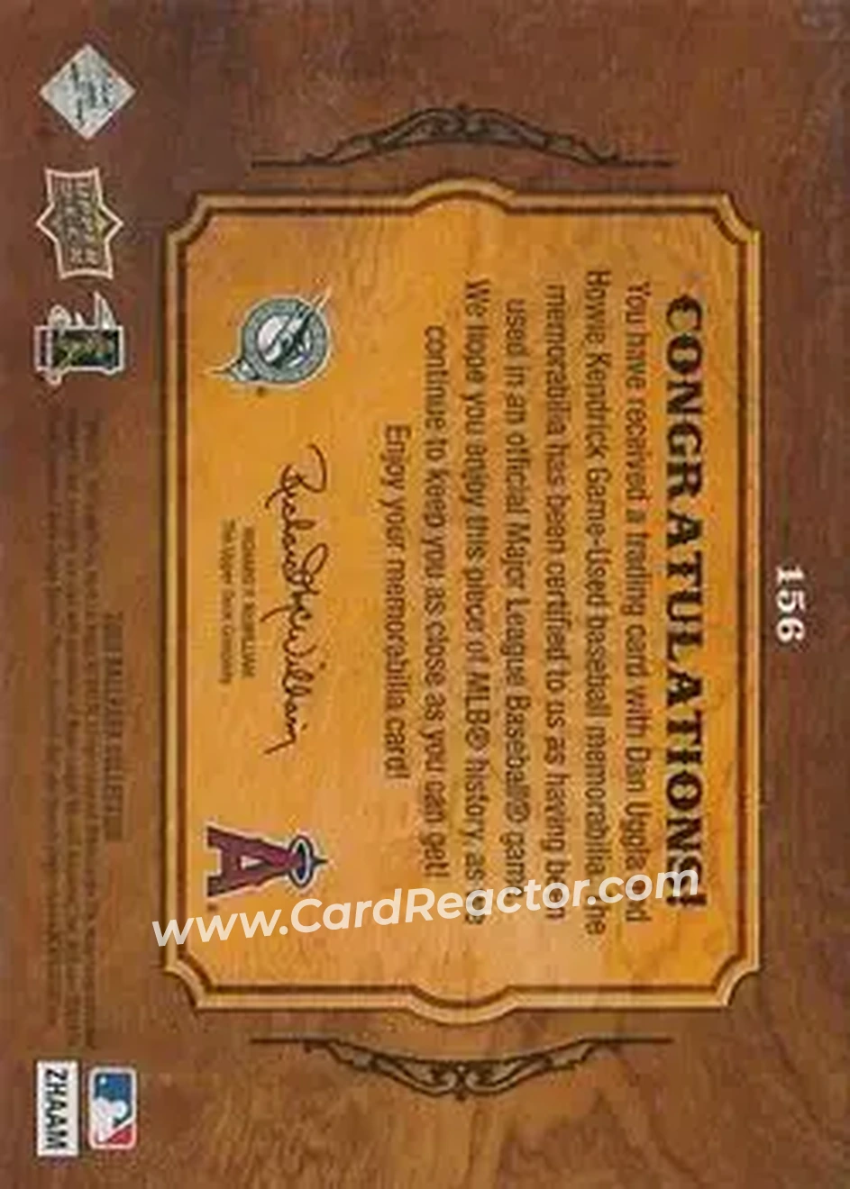 2008 Upper Deck Ballpark Collection #156 - Dan Uggla - Howie Kendrick MEM - Florida Marlins - Los Angeles Angels - Back